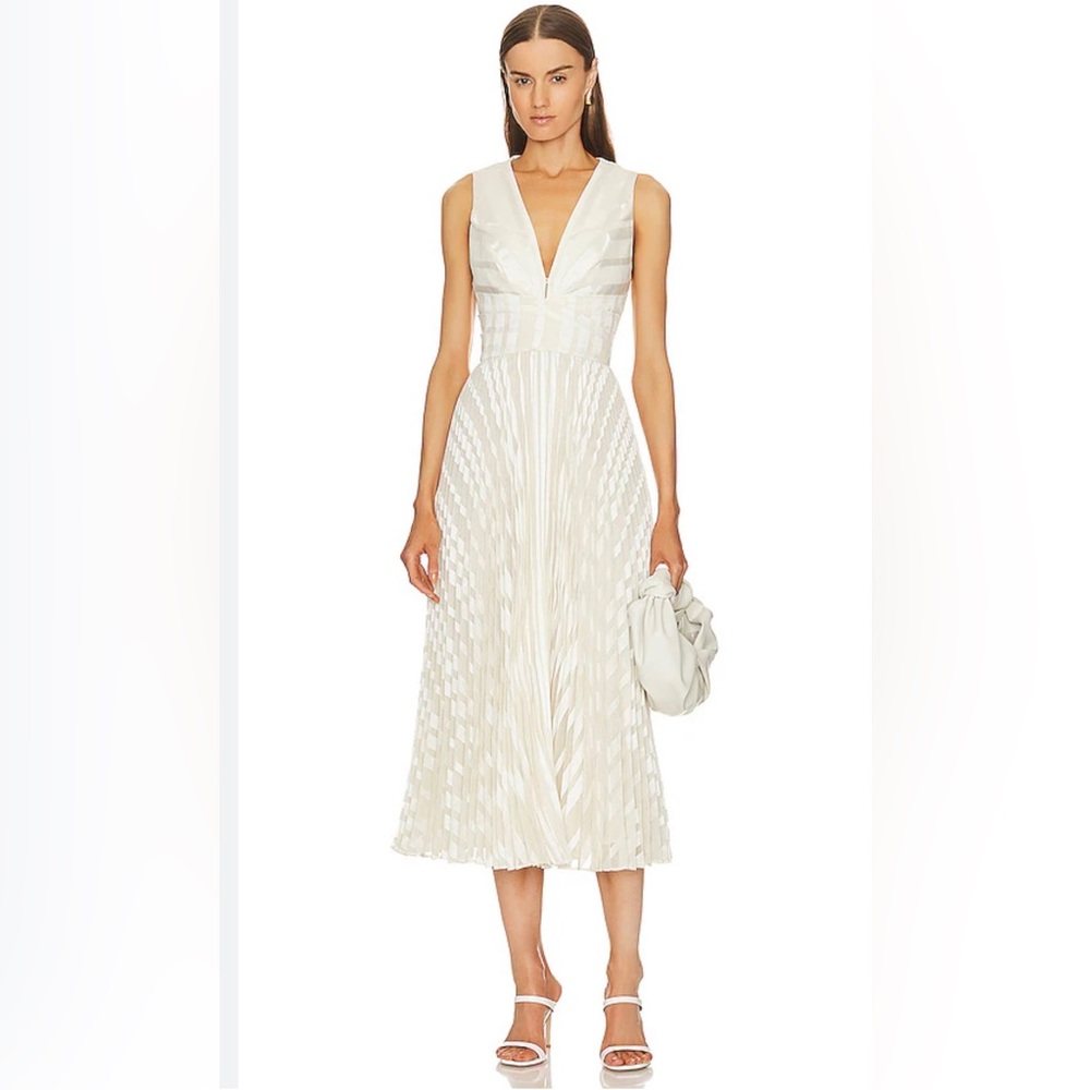 Zimmermann Burnout Sunray Midi Dress in Cream size Au 2